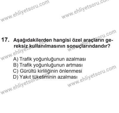 8 Aralık 2013 Tarihli Sürücü Adayları Sınavı L Kitapçığı 17. Soru