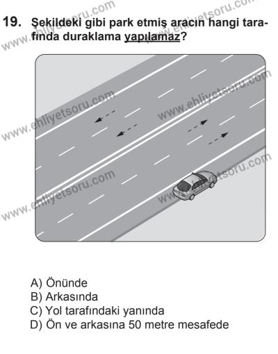 8 Aralık 2013 Tarihli Sürücü Adayları Sınavı L Kitapçığı 19. Soru