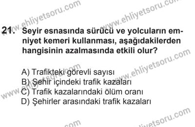 8 Aralık 2013 Tarihli Sürücü Adayları Sınavı L Kitapçığı 21. Soru