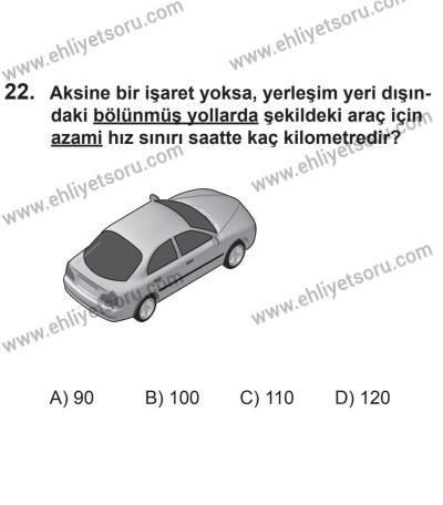 8 Aralık 2013 Tarihli Sürücü Adayları Sınavı L Kitapçığı 22. Soru