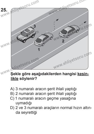 8 Aralık 2013 Tarihli Sürücü Adayları Sınavı L Kitapçığı 25. Soru