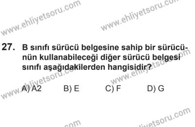8 Aralık 2013 Tarihli Sürücü Adayları Sınavı L Kitapçığı 27. Soru