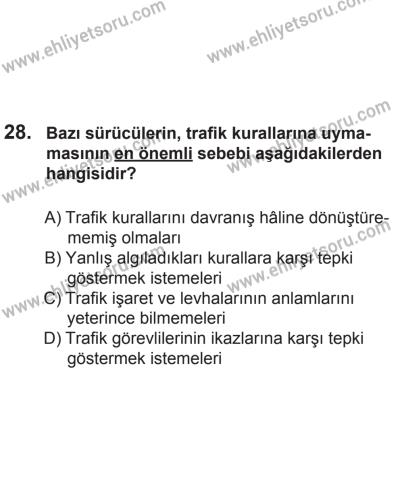 8 Aralık 2013 Tarihli Sürücü Adayları Sınavı L Kitapçığı 28. Soru