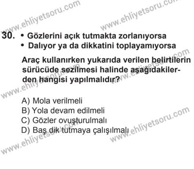 8 Aralık 2013 Tarihli Sürücü Adayları Sınavı L Kitapçığı 30. Soru