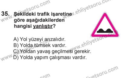 8 Aralık 2013 Tarihli Sürücü Adayları Sınavı L Kitapçığı 35. Soru