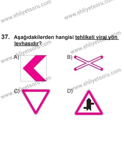 8 Aralık 2013 Tarihli Sürücü Adayları Sınavı L Kitapçığı 37. Soru