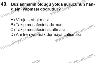 8 Aralık 2013 Tarihli Sürücü Adayları Sınavı L Kitapçığı 40. Soru