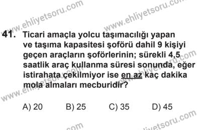8 Aralık 2013 Tarihli Sürücü Adayları Sınavı L Kitapçığı 41. Soru