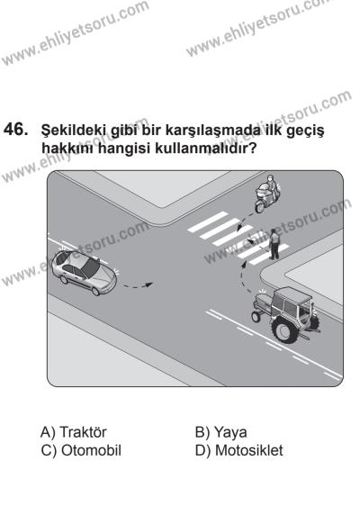 8 Aralık 2013 Tarihli Sürücü Adayları Sınavı L Kitapçığı 46. Soru