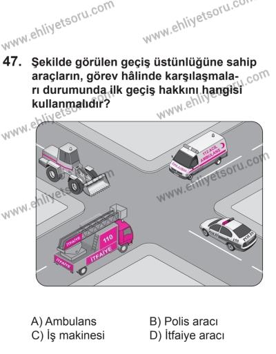 8 Aralık 2013 Tarihli Sürücü Adayları Sınavı L Kitapçığı 47. Soru