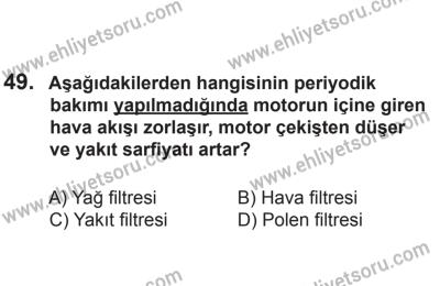 8 Aralık 2013 Tarihli Sürücü Adayları Sınavı L Kitapçığı 49. Soru