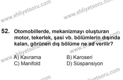 8 Aralık 2013 Tarihli Sürücü Adayları Sınavı L Kitapçığı 52. Soru