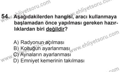 8 Aralık 2013 Tarihli Sürücü Adayları Sınavı L Kitapçığı 54. Soru