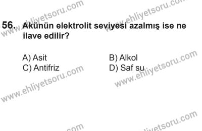 8 Aralık 2013 Tarihli Sürücü Adayları Sınavı L Kitapçığı 56. Soru