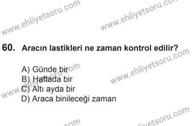 8 Aralık 2013 Tarihli Sürücü Adayları Sınavı L Kitapçığı 60. Soru