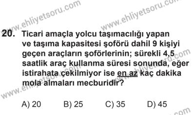 8 Aralık 2013 Tarihli Sürücü Adayları Sınavı M Kitapçığı 20. Soru
