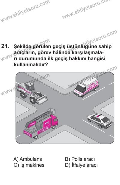 8 Aralık 2013 Tarihli Sürücü Adayları Sınavı M Kitapçığı 21. Soru