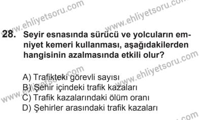 8 Aralık 2013 Tarihli Sürücü Adayları Sınavı M Kitapçığı 28. Soru