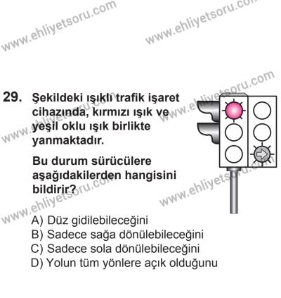 8 Aralık 2013 Tarihli Sürücü Adayları Sınavı M Kitapçığı 29. Soru