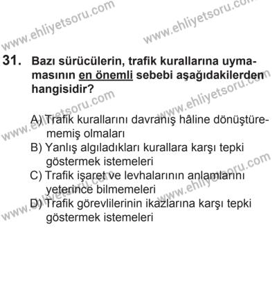 8 Aralık 2013 Tarihli Sürücü Adayları Sınavı M Kitapçığı 31. Soru