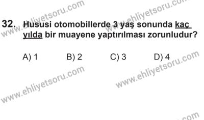8 Aralık 2013 Tarihli Sürücü Adayları Sınavı M Kitapçığı 32. Soru