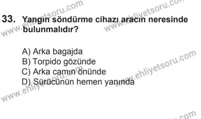 8 Aralık 2013 Tarihli Sürücü Adayları Sınavı M Kitapçığı 33. Soru