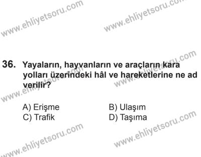8 Aralık 2013 Tarihli Sürücü Adayları Sınavı M Kitapçığı 36. Soru