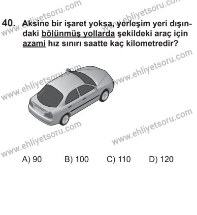 8 Aralık 2013 Tarihli Sürücü Adayları Sınavı M Kitapçığı 40. Soru