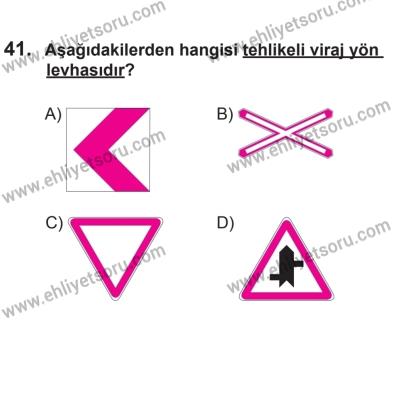8 Aralık 2013 Tarihli Sürücü Adayları Sınavı M Kitapçığı 41. Soru
