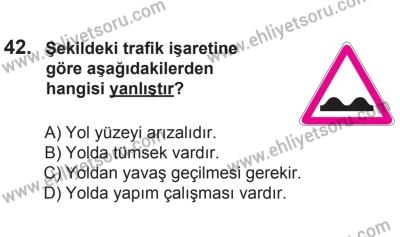 8 Aralık 2013 Tarihli Sürücü Adayları Sınavı M Kitapçığı 42. Soru