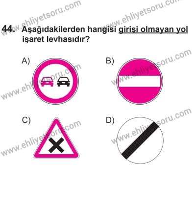 8 Aralık 2013 Tarihli Sürücü Adayları Sınavı M Kitapçığı 44. Soru