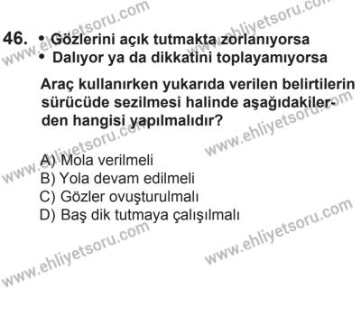8 Aralık 2013 Tarihli Sürücü Adayları Sınavı M Kitapçığı 46. Soru
