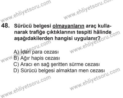 8 Aralık 2013 Tarihli Sürücü Adayları Sınavı M Kitapçığı 48. Soru