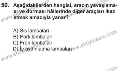 8 Aralık 2013 Tarihli Sürücü Adayları Sınavı M Kitapçığı 50. Soru