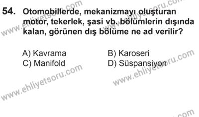 8 Aralık 2013 Tarihli Sürücü Adayları Sınavı M Kitapçığı 54. Soru