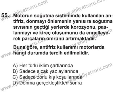 8 Aralık 2013 Tarihli Sürücü Adayları Sınavı M Kitapçığı 55. Soru