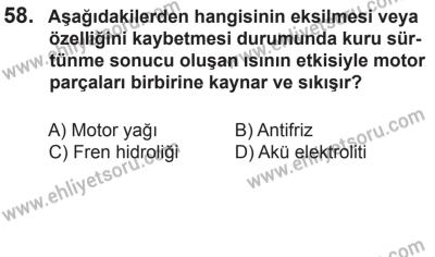 8 Aralık 2013 Tarihli Sürücü Adayları Sınavı M Kitapçığı 58. Soru