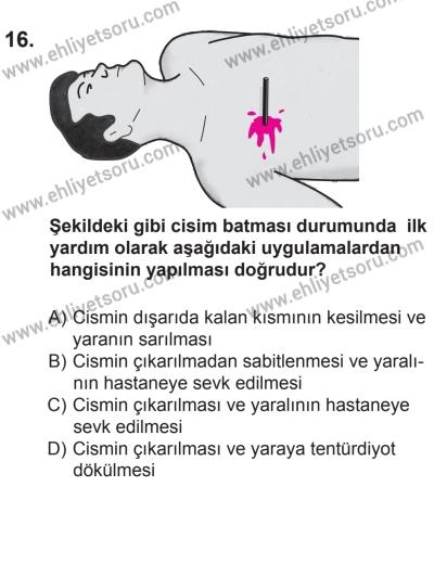 8 Aralık 2013 Tarihli Sürücü Adayları Sınavı N Kitapçığı 16. Soru