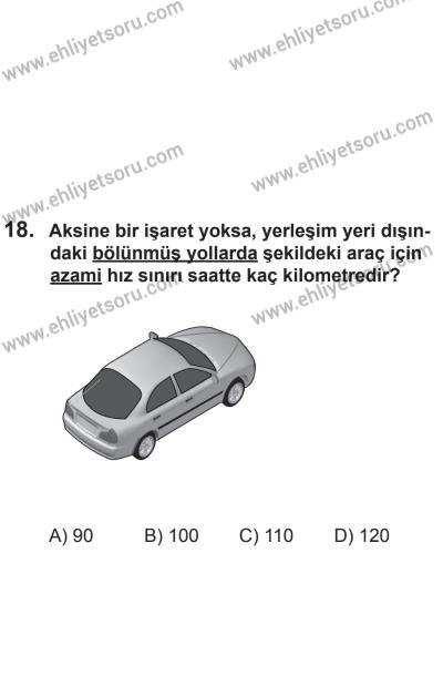8 Aralık 2013 Tarihli Sürücü Adayları Sınavı N Kitapçığı 18. Soru