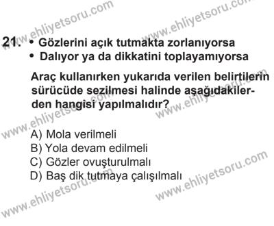 8 Aralık 2013 Tarihli Sürücü Adayları Sınavı N Kitapçığı 21. Soru