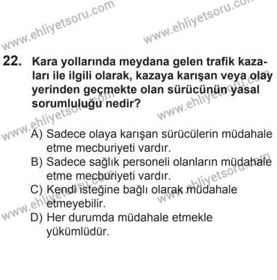 8 Aralık 2013 Tarihli Sürücü Adayları Sınavı N Kitapçığı 22. Soru