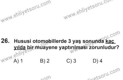 8 Aralık 2013 Tarihli Sürücü Adayları Sınavı N Kitapçığı 26. Soru