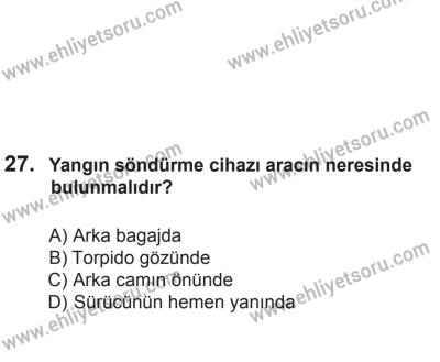 8 Aralık 2013 Tarihli Sürücü Adayları Sınavı N Kitapçığı 27. Soru