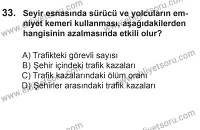 8 Aralık 2013 Tarihli Sürücü Adayları Sınavı N Kitapçığı 33. Soru