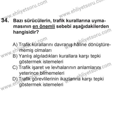 8 Aralık 2013 Tarihli Sürücü Adayları Sınavı N Kitapçığı 34. Soru