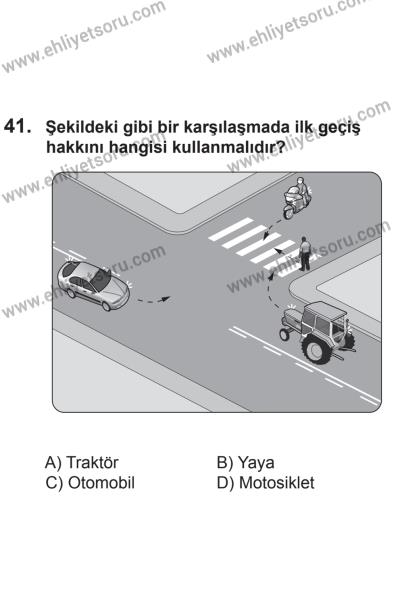 8 Aralık 2013 Tarihli Sürücü Adayları Sınavı N Kitapçığı 41. Soru