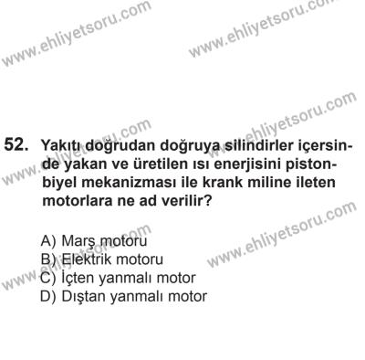 8 Aralık 2013 Tarihli Sürücü Adayları Sınavı N Kitapçığı 52. Soru