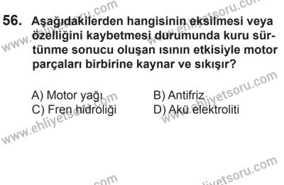8 Aralık 2013 Tarihli Sürücü Adayları Sınavı N Kitapçığı 56. Soru