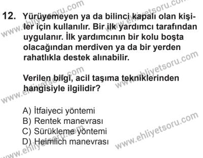 8 Ekim 2016 Tarihli Sürücü Adayları Sınavı K Kitapçığı 1. Oturum 12. Soru