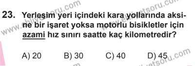 8 Ekim 2016 Tarihli Sürücü Adayları Sınavı K Kitapçığı 1. Oturum 23. Soru